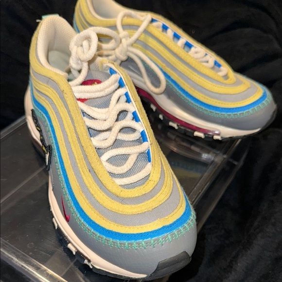 Nike Air Max 97 Blue Yellow Sneakers with Iconic Design - Picture 9 of 11